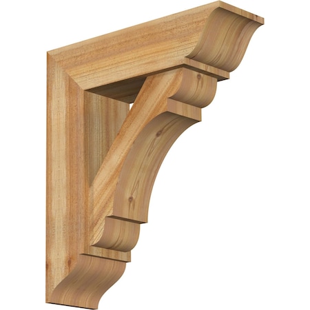 Ekena Millwork Olympic Traditional Rough Sawn Bracket w/ Offset Brace, Western Red Cedar, 8"W x 26"D x 30"H BKT0806X26X30OLY01RWR